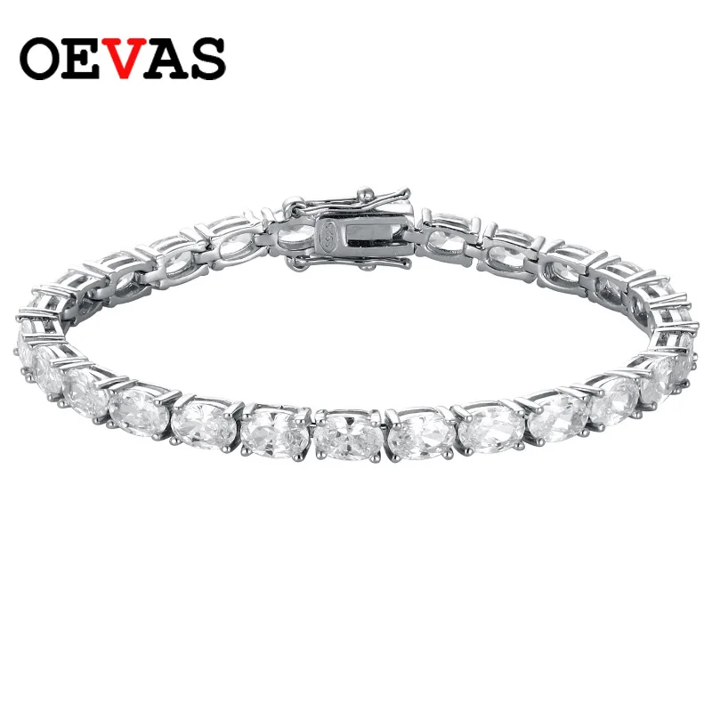 

OEVAS 4*6MM Oval High Carbon Diamond Bracelet Fashion 100% 925 Sterling Silver For Women Fine Jewelry Engagement Wedding Party