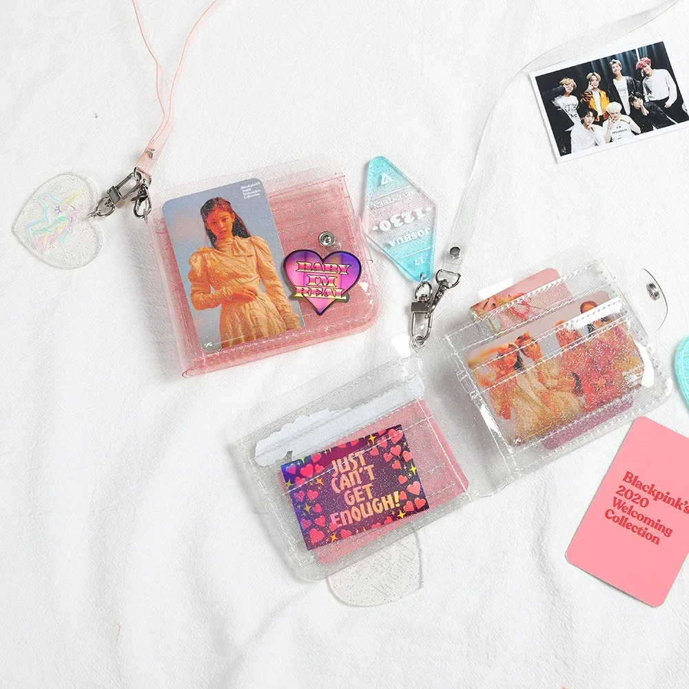 1Pc Fashion Girls Card Wallet PVC Transparent Waterproof Small Coin Purse Credit Business ID Card Holder Pouch for Boys Gift