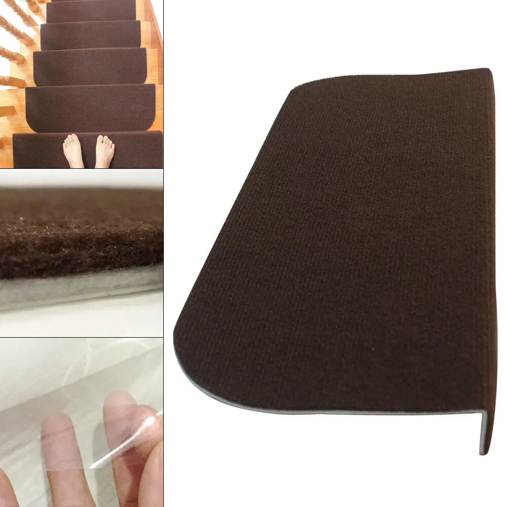 13pc Stair Treads Carpet Mats Step Staircase Non Slip Home Protection Cover Pads