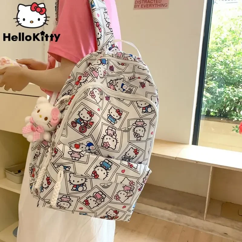 

Sanrio Hello Kitty Schoolbag Cartoon Anime Sweet Y2k Girl High Aesthetic Value Backpack Large Capacity Kawaii Fashion Travel Bag