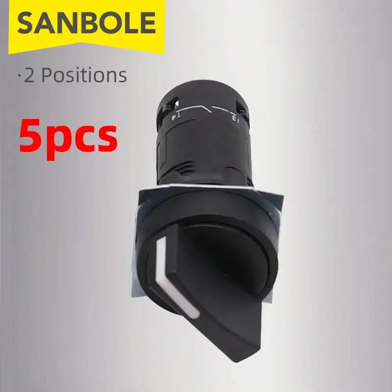 5Pcs XB7-ED21 2-Position Self-Locking Rotary Switch Knob 22MM Plastic Cylindrical Integrated Handle Control
