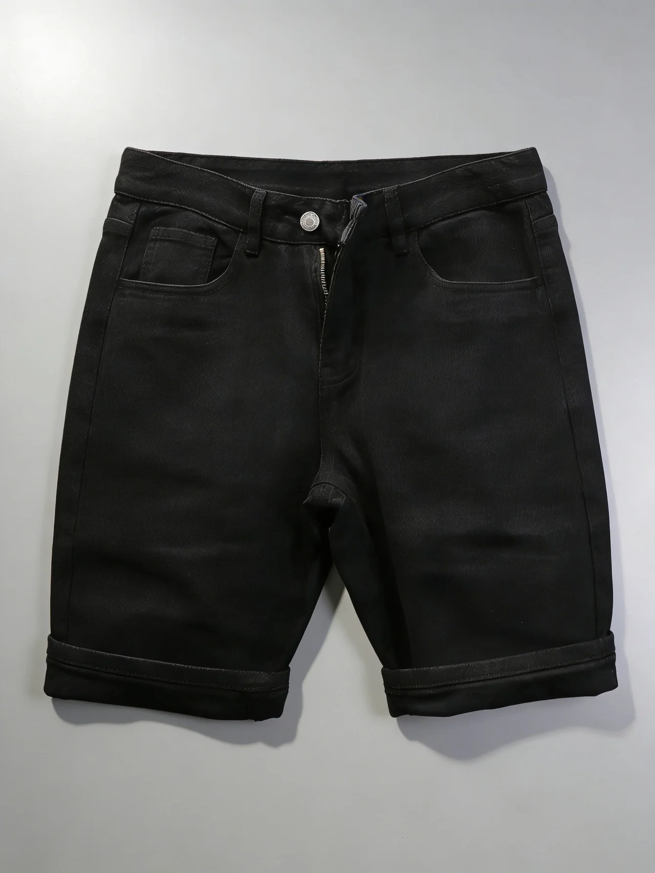 

Men's Slim Stretch Black Jorts Original Jeans For Man Daily Casual Street Outfit