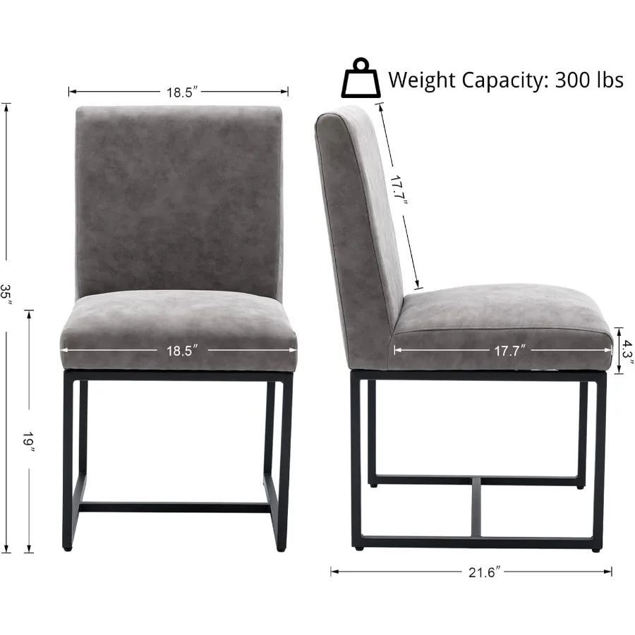 كراسي طعام حديثة منجدة مجموعة من 2 كراسي غرفة طعام من جلد البولي يوريثان في منتصف القرن كرسي جانبي بدون ذراع كراسي مطبخ مريحة مع