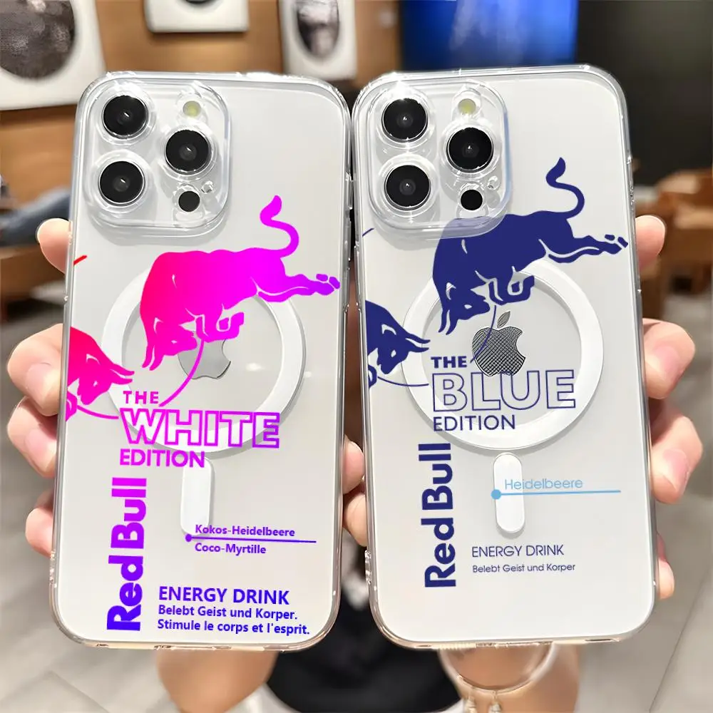 Funda Magnética para Teléfono con Logotipo Rojo de los B-BullS para iPhone 17 16 15 14 13 12 11 8 7 Air Plus Pro Max X XR XSMax, Transparente y Suave de TPU