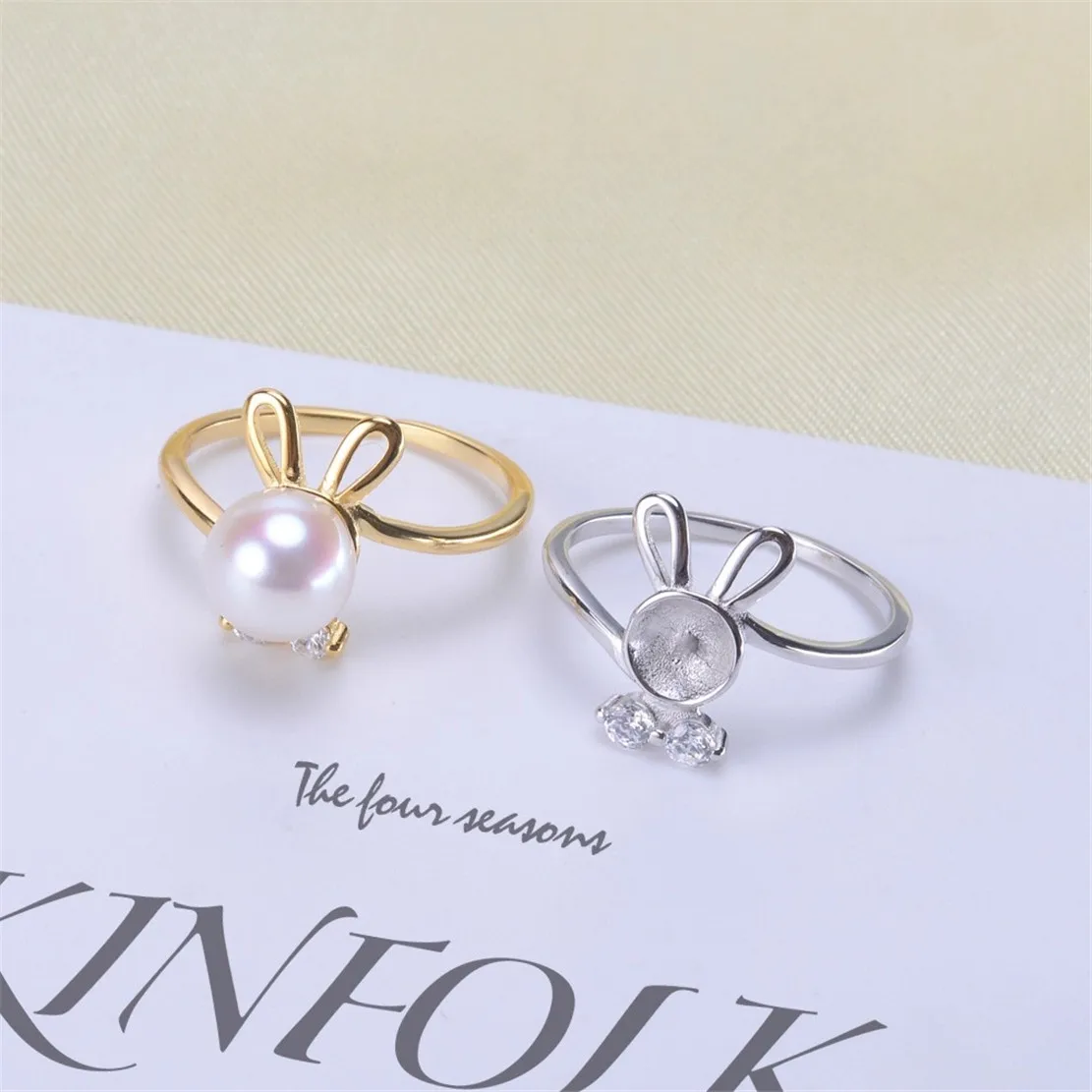 

Кольцо из стерлингового серебра S925, инкрустированное цирконием, жемчужное кольцо с половиной отверстия, дизайн изменяемого размера, ювелирные изделия ручной работы, аксессуары для колец