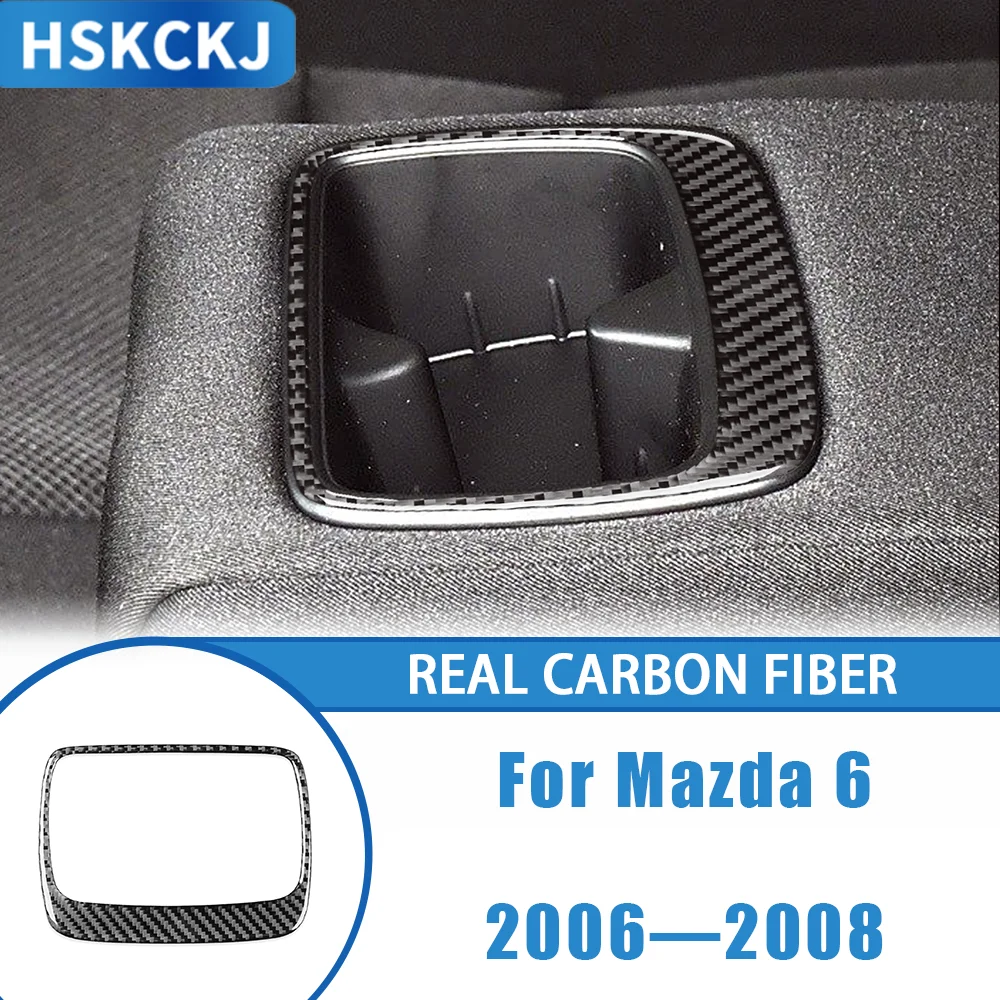 

For Mazda 6 2006—2008 Car Accessories Carbon Fiber Rear Center Console Cup Holder Panel Interior Cover Trim Sticker Modification