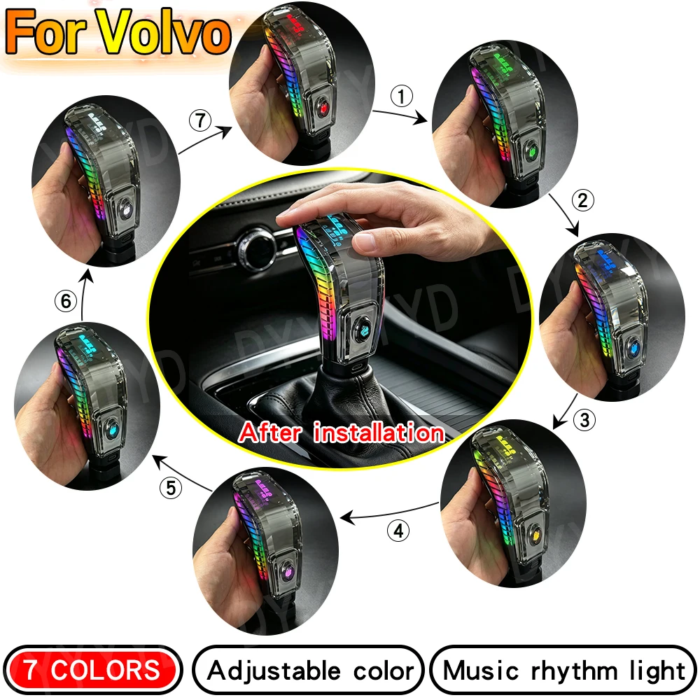 Crystal LED Gear Shift Knob Voice Control For Volvo XC60 XC70 S60 S80 V40 V60 V70 Car Gear Shift Ball Head Interior Accessories