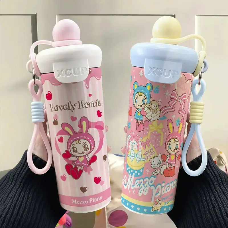 Japanese Cute Cartoon Mp Graffiti Stainless Steel Thermos Cup Large-capacity 600ml Portable Coffee Cup Student Thermoses