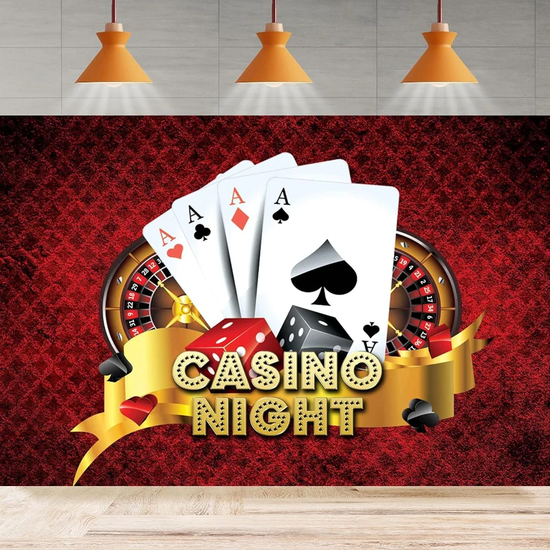 Casino Night Photography Backdrop Poker Roulette Background Home Party Backdrop Wall Banner Decor Poster Photo Booth Props