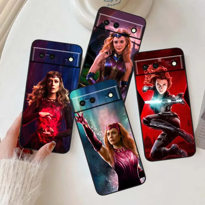 

Marvel Wanda Comics Phone Case For Google Pixel 9a 9 8A 8 7 7A 6 6A Pro XL 2024 5G Black Soft TPU Silicone Cover