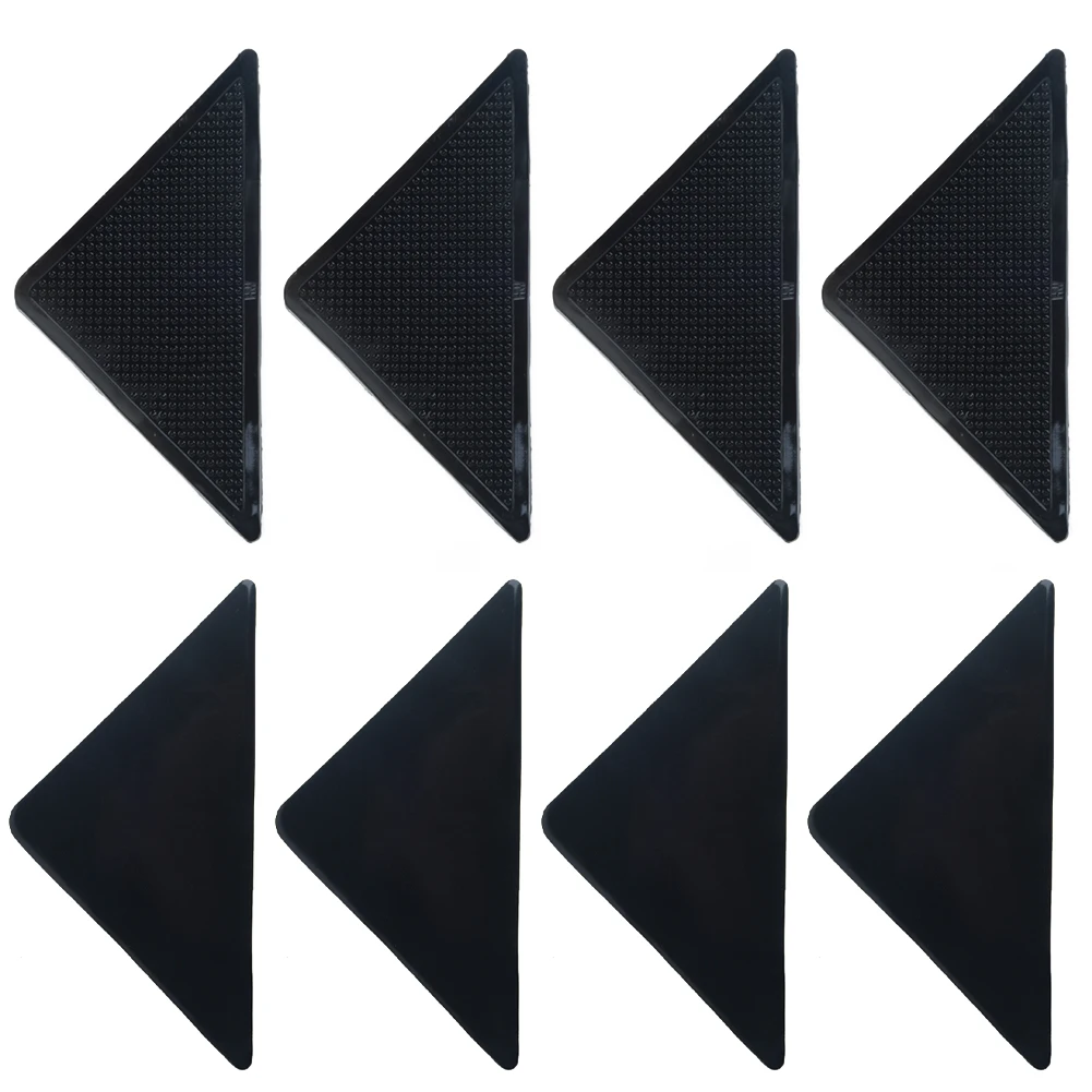 Top 4Pcs /Set 2018 New Pro Carpet Mat Exquisite Grips Home Mat Non-Slip Rubber Silicone Washable 15*7.5cm Black