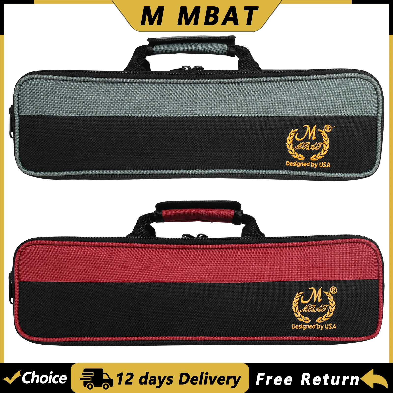 M MBAT 16-hole Flute Bag Portable Waterproof Oxford Cloth Case Storage Box Handbag with Strap Woodwind Instrument Accessories
