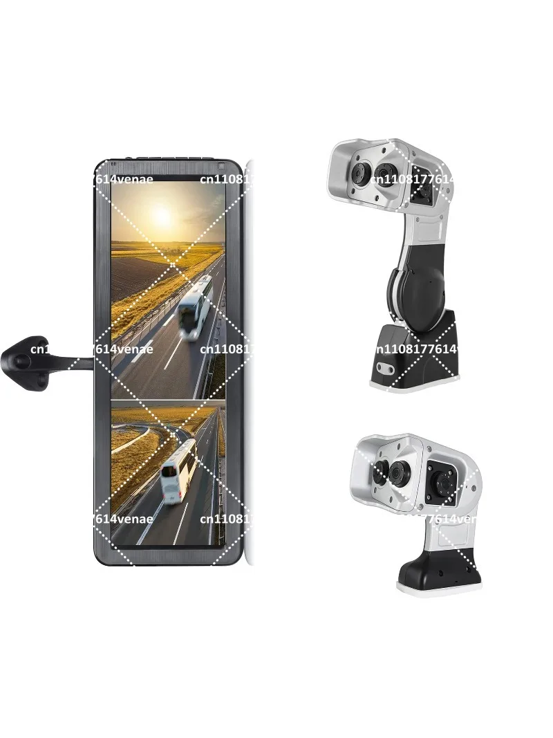 12.3 Inch AHD Dual Split Side View Mirror Camera System for Truck Bus RV, Rear View & Blind Spot Monitor