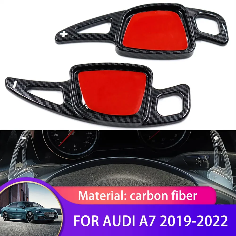 Carbon Fiber Car Steering Wheel Paddle Shift For Audi A7 4K8 2019 2020 2021 2022 Shifter Paddle Extension Sticker Decoration 2pc