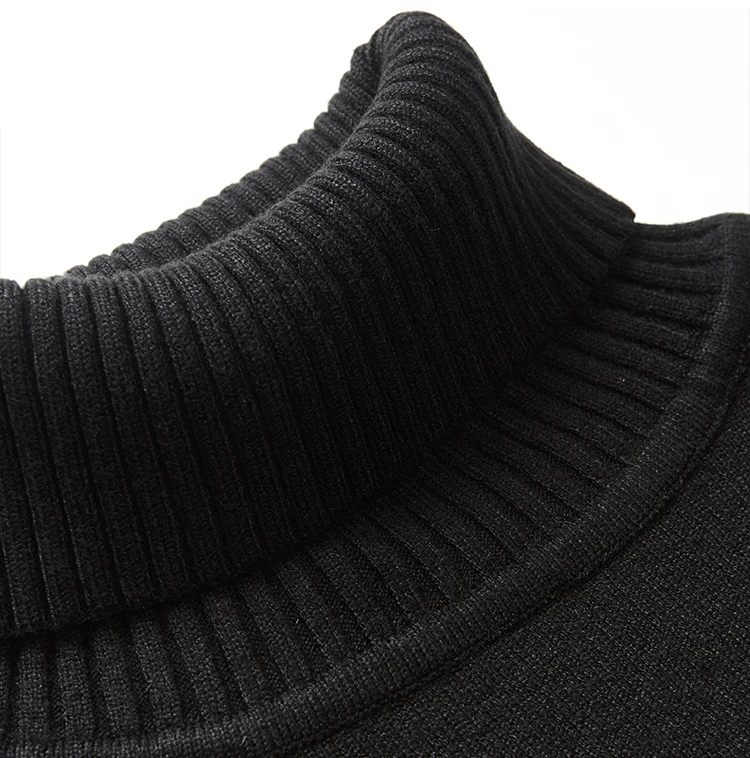 Fashion Simple Turtleneck Sweater Autumn And Winter men's Trend Line British Style All Matching Bottom Knit Black  Fit