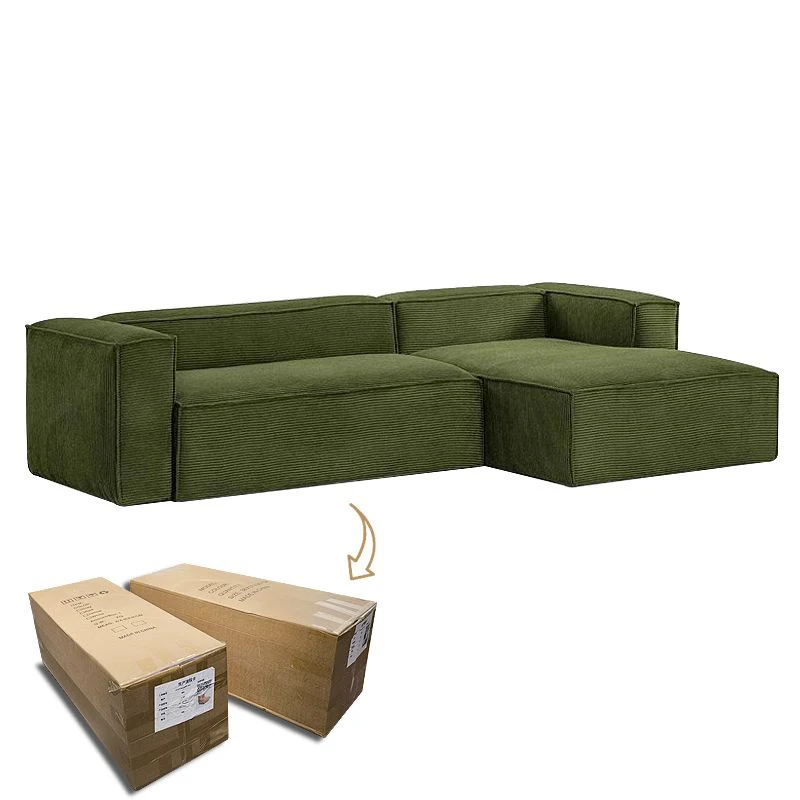 Modern Simplicity Living Room Sofa Corduroy Material Block Shape Sofa Sponge Filling Vacuum Compression Multi-Person Sofa Set