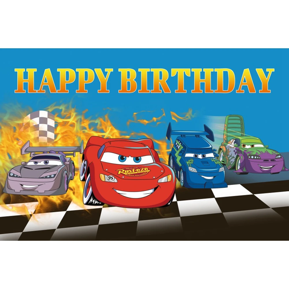 Cartoon Cars Mcqueen Photography Backdrop Disney Kids Boys 1st Birthday Party Baby Shower Background Decoration Props Custom