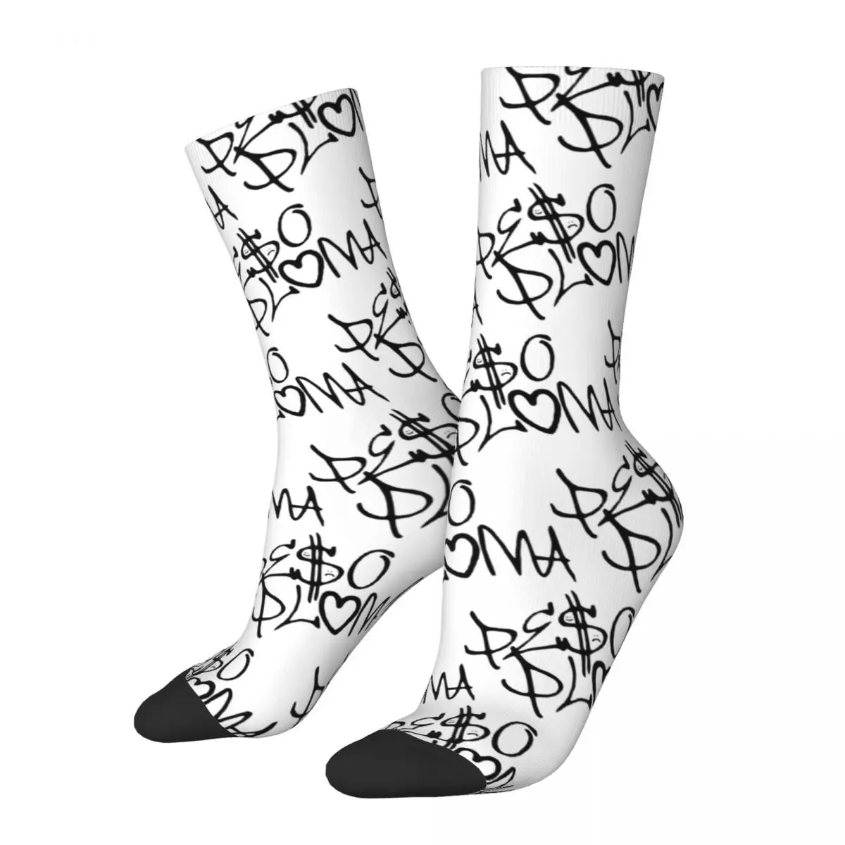 Men Peso Pluma Logo Socks Soft Fashion Hip Hop Socks Novelty Merch Middle TubeSocks Birthday Present