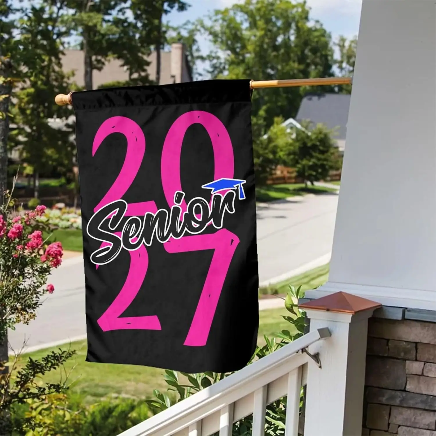 2027 Senior Class Girls Class Of 2027 Seniors Pink School Bright Double-Sided Garden Flag 12x18 Inches: Add Charm To Your Ya yyi