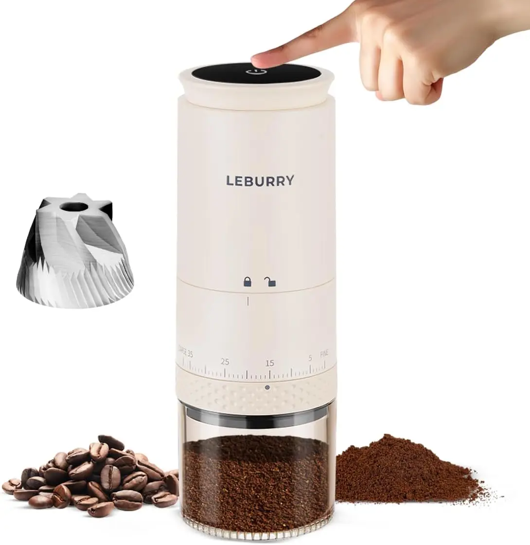 

Burr Coffee Grinder - Portable Electric Espresso Grinder with Stainless Steel Conical Burr, 38 Adjustable Settings, Cordless