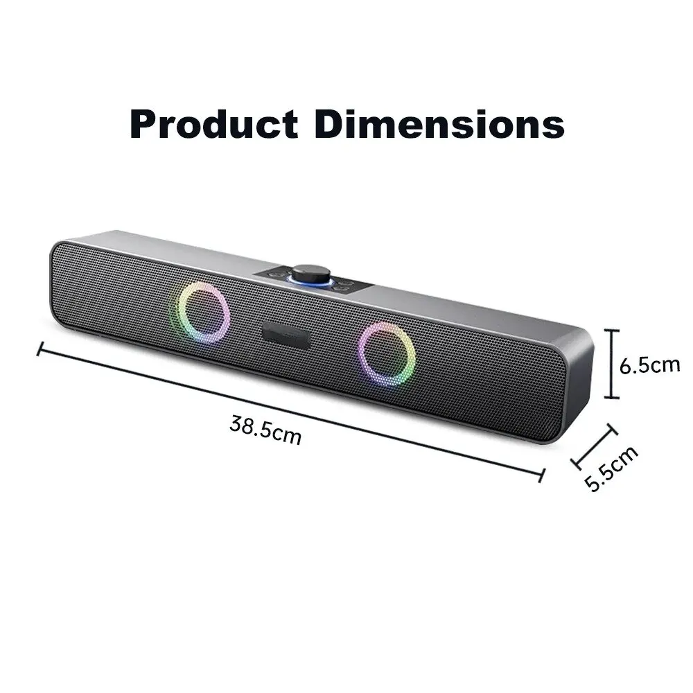 سمّاعات بلوتوث HD صوت تشغيل محمول بطاقة AUX TF ومكبر صوت USB LED مزود بتقنية البلوتوث 5.3 لاسلكي للمنزل والحفلات الخارجية