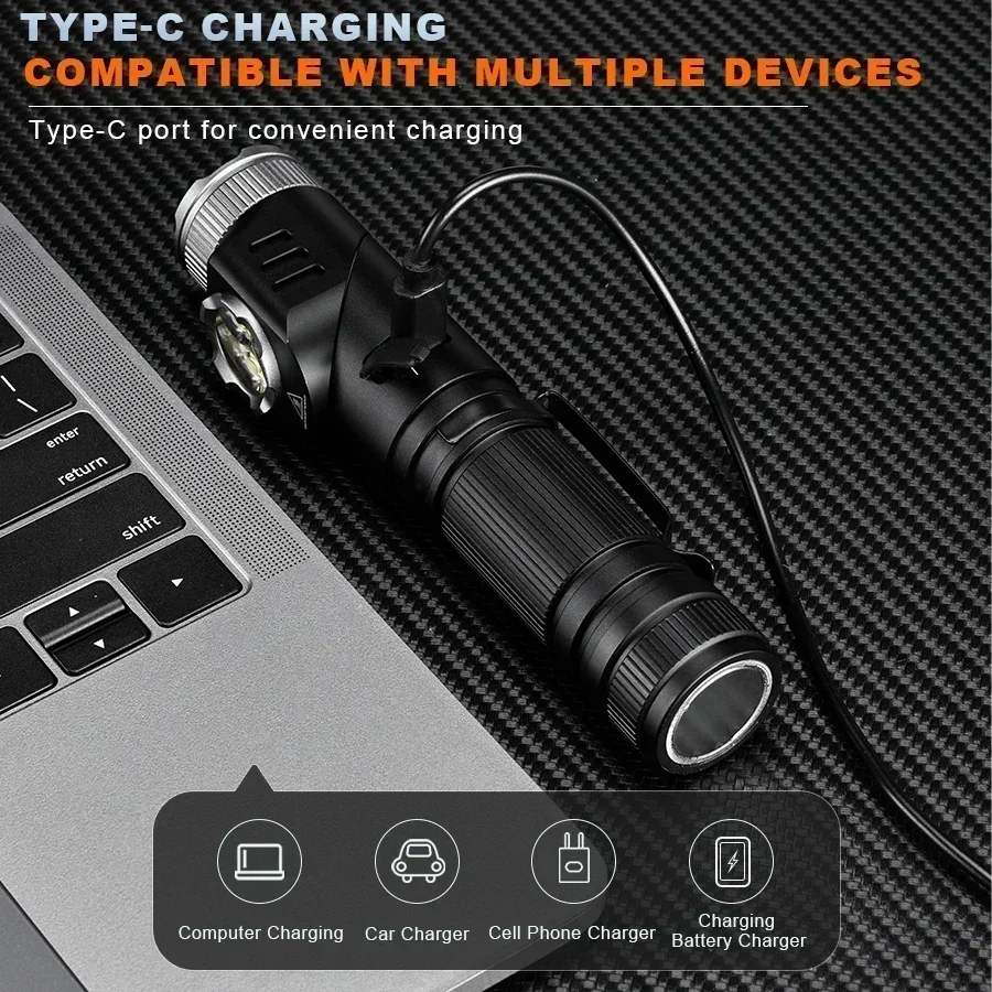 LONGRIVER F30X New Aluminum Alloy Folding Flashlight Dual Light Source Outdoor Long-Range Ultra Bright Rechargeable Flashlight