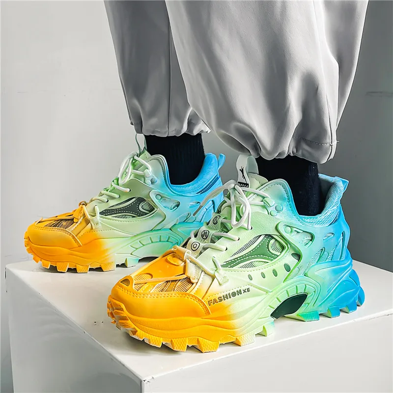 Autumn Men Casual Sneakers Luminous Platform Running Sport Shoes Male Tennis Shoes Chunky Trainers Walking Jogging Footwear 46