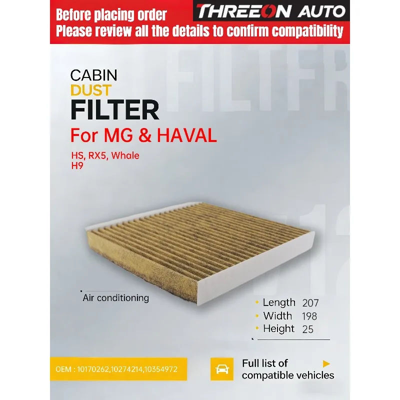 For MG HS PLUG-IN 1.5 2.0 MG RX5 1.5 2.0 For HAVAL H9 2.0 THREEON Cabin Filter TOC9581P 10170262 10274214 10354972 CUK21022