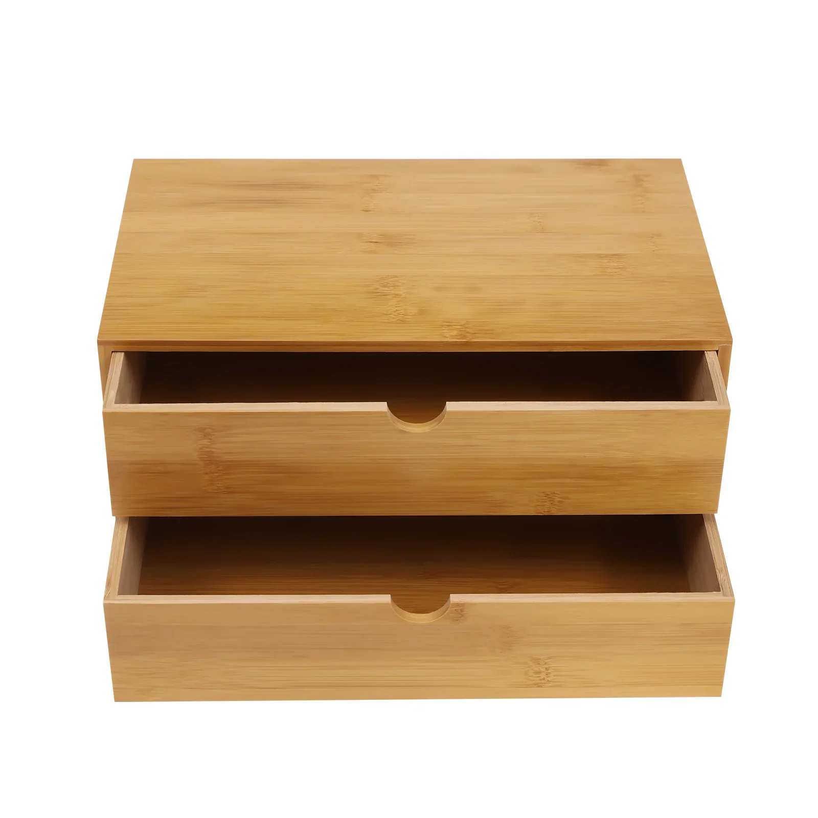 Cassetto in bambù con 2 cassetti: mini scatola portaoggetti per cassetti da scrivania in bambù per articoli da toeletta, forniture, nessun montaggio richiesto