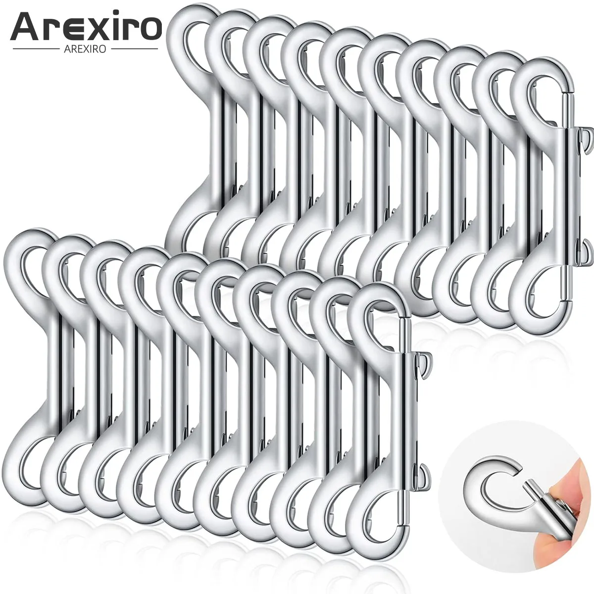 

20 шт. 3,5-дюймовых двусторонних карабинов из цинкового сплава с двойным защелкивающимся механизмом, металлические зажимы для цепей, брелоков, поводков для собак, ошейников, строп