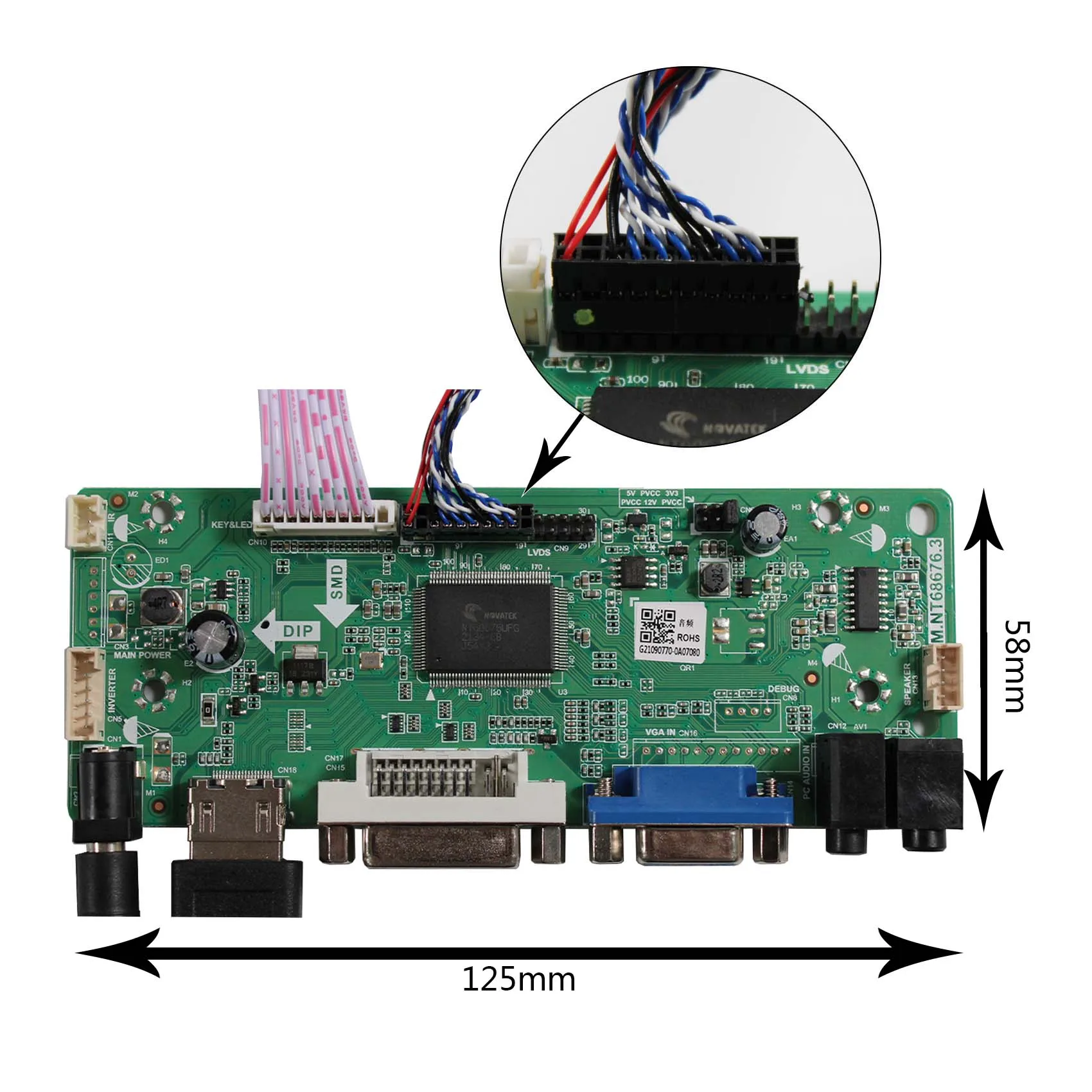 HD MI DVI VGA LCD Controller Board With 9 in 800X480 Capacitive Tocuh Panel LCD