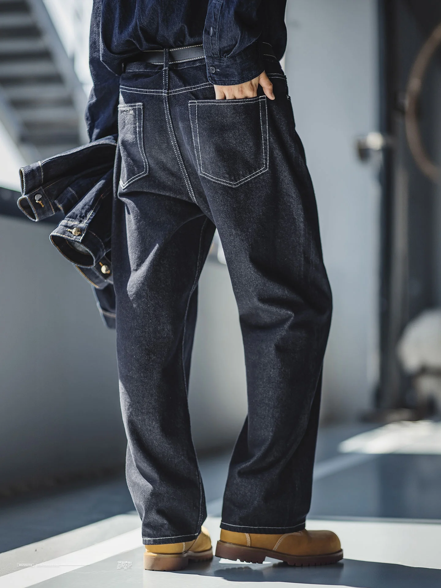 

MRA Men's Retro American Style Straight Leg Jeans Drapey Loose Fit Deep Blue Original Cow Color Spring Summer Casual Wear