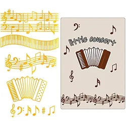 1Set Piano Key and Accordions Hot Foil Plate for DIY Foil Paper Sheet Music and Musical Notes Embossing Scrapbooking Decor