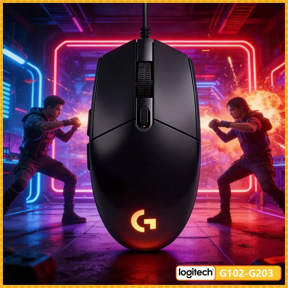 Logitech G203 Gaming Mouse 200-8000 DPI Adjustable LIGHTSYNC RGB 6 Buttons Mechanical Tensioning 85g Windows Quick