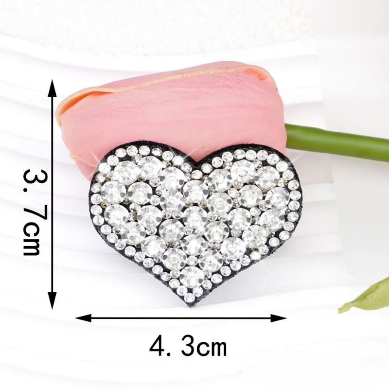 Creative Rhinestone Patches Fashion Heart Iron on Cloth Sticker Hair Clips Dress Shoes Hats Accessories Party Banquet Women Gift