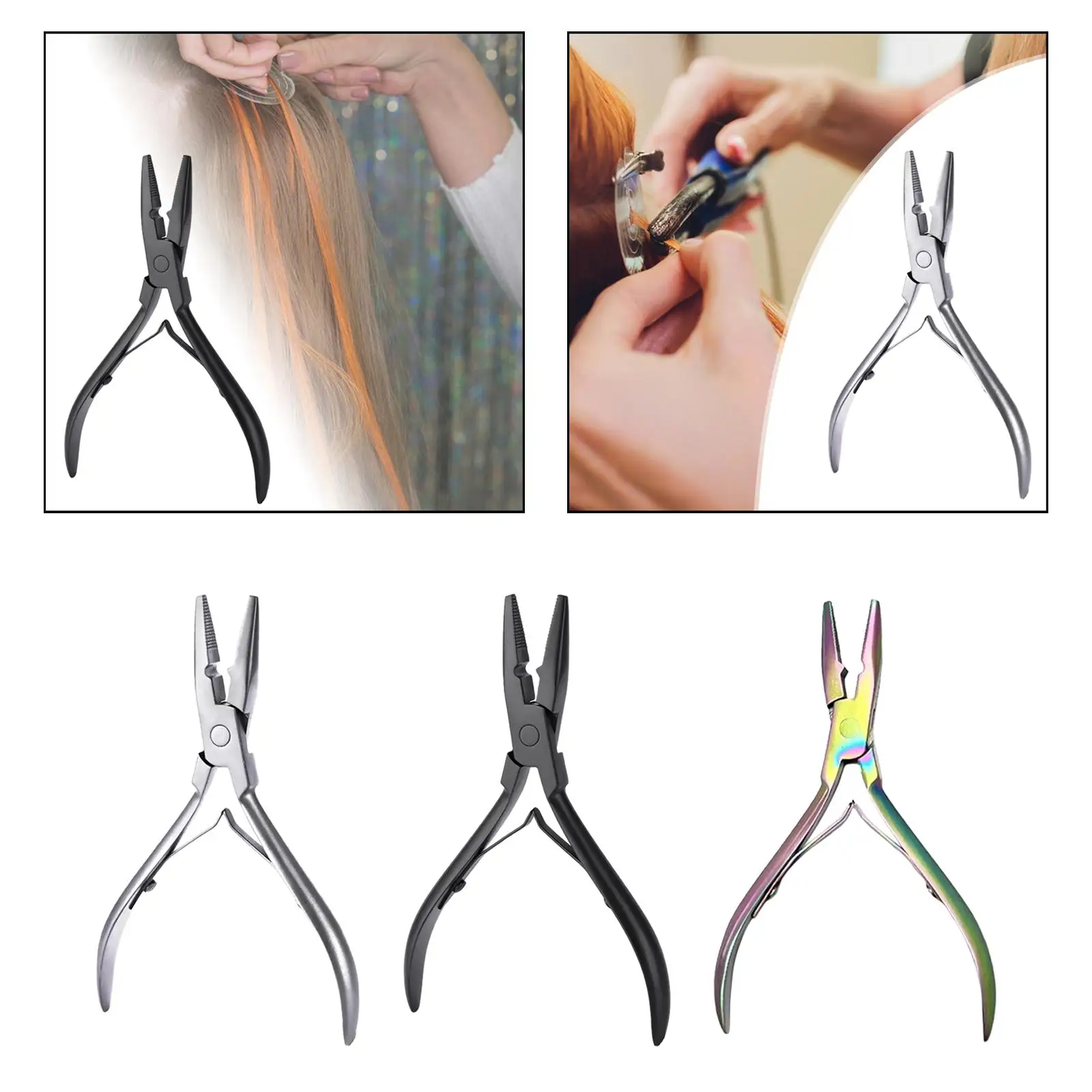 Hair Extension Pliers Clamp Tool Portable Point Tip Hair Loop & Styling Tool Beading Tool Hair Extension Tool for Salons Home