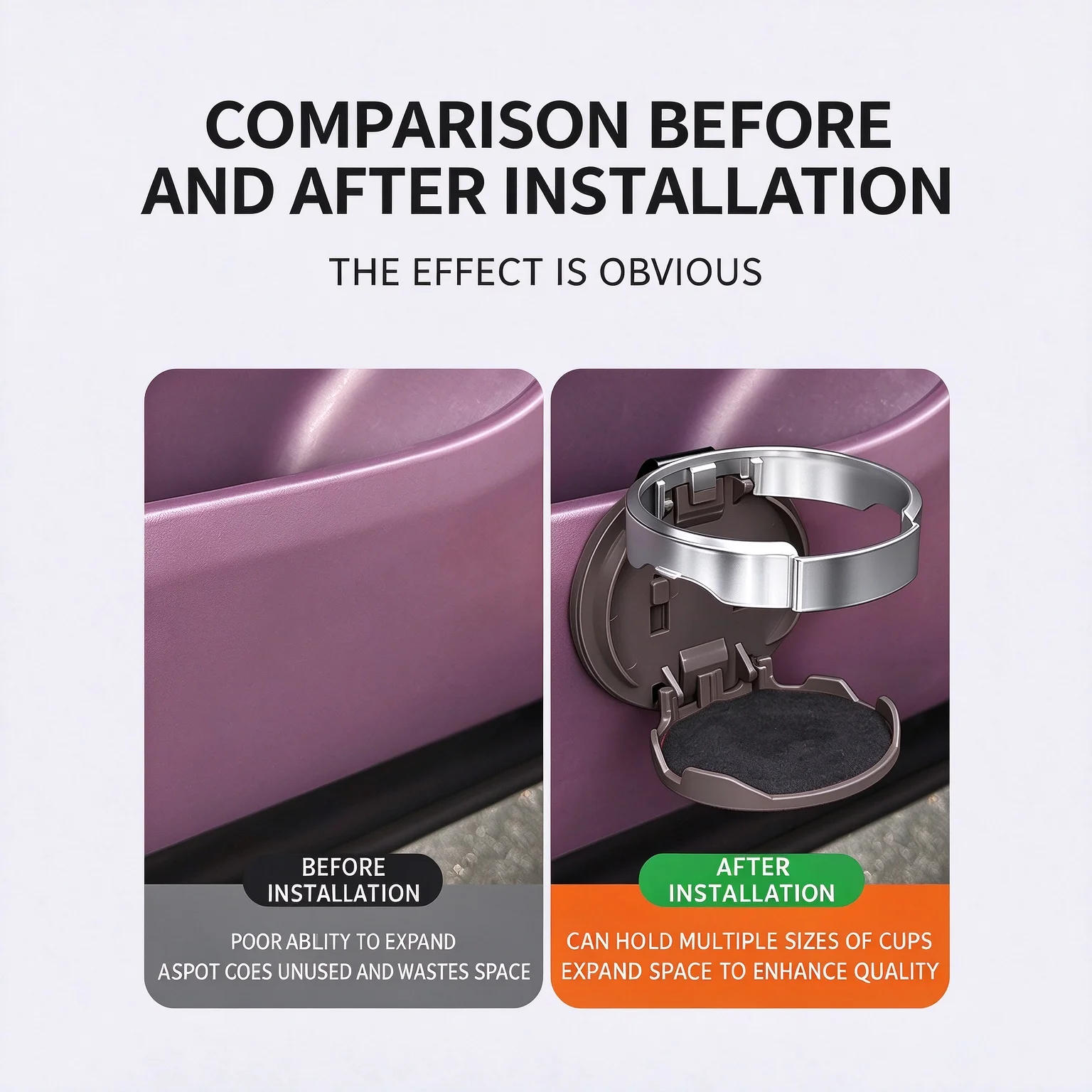 Door Pocket Cup Holder Insert For Mercedes W204 W164 ML X204 GLK, Front Door Storage Box Drink Holder, No Drilling Retrofit