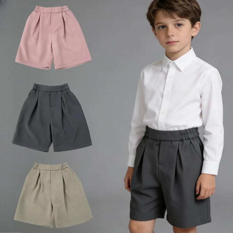 

Детский костюм, шорты, летние повседневные шорты с эластичной резинкой на талии, широкие брюки для мальчиков и девочек, однотонные свободные шорты для детской одежды