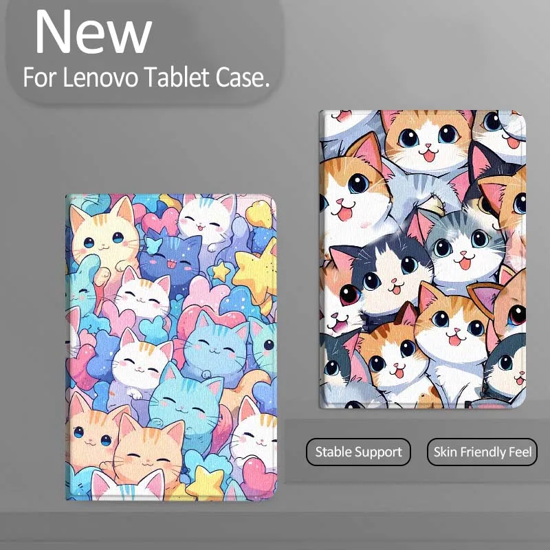 

Cute Cat Pattern Design For Xiaoxin Lenovo Tab Pad K11 K10 M10 P11 3rd Plus Pro Legion Y700 Y900 Gen4 2 Tablet Case Gift