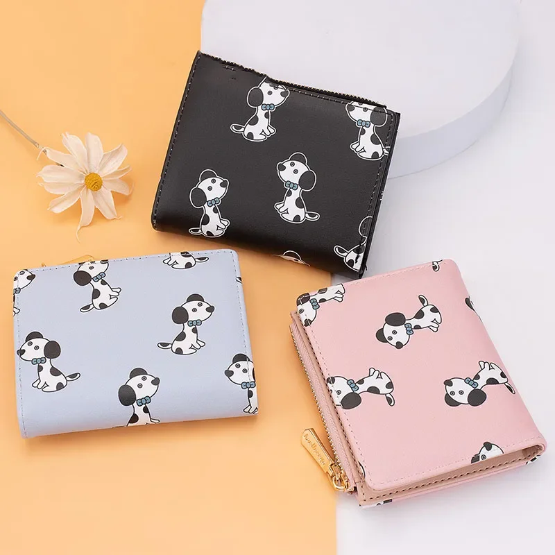 MIni Short Cute Dog Girls Wallet Student ID Bank Card Holder Money Bag Zipper Wallets For Women Storage Purse Coin Holders Purse