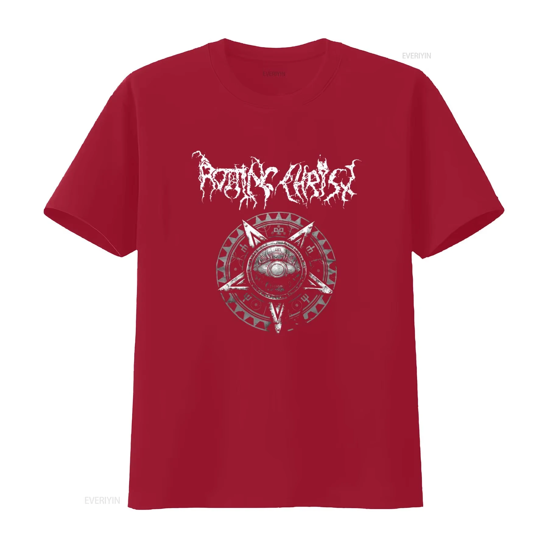 2026 Rotting Christ Greek Black Metal T Shirt with Eye Symbol and Pentagram Design vintage Washed fashion
