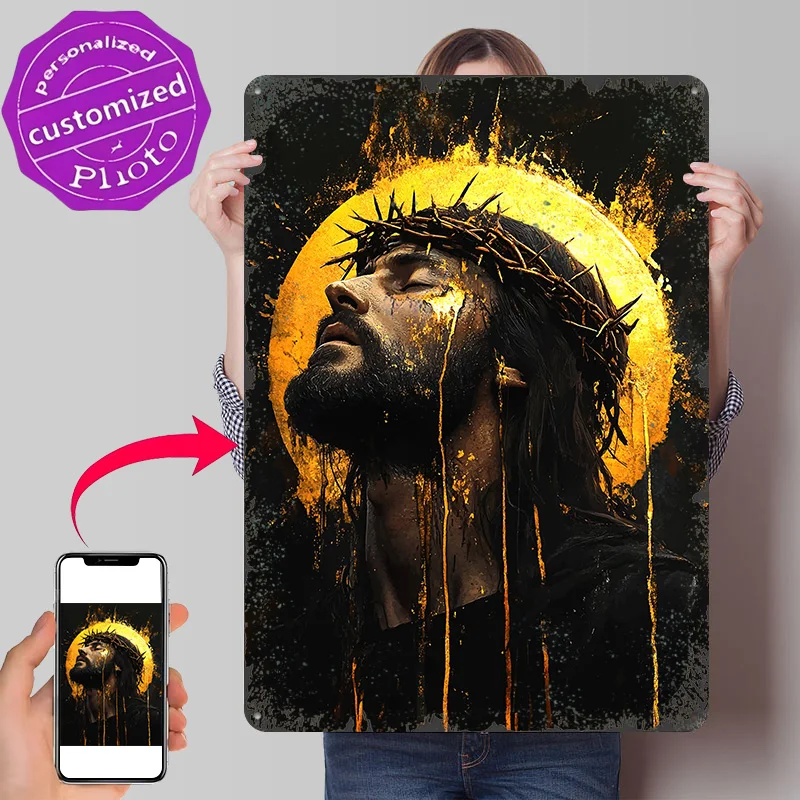 Crown of Thorns Personalized 3D Textured Metal Poster Wall Art Tinplate Sign for Decoration Living Room Decorations Man Cave