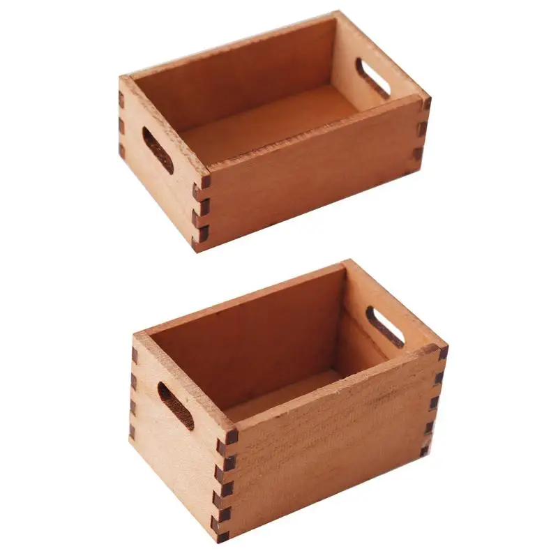 Mini panier de rangement en bois pour maison de poupée, meubles de Simulation, modèle de maison de poupée, Micro scène, accessoires de décoration, 1/12