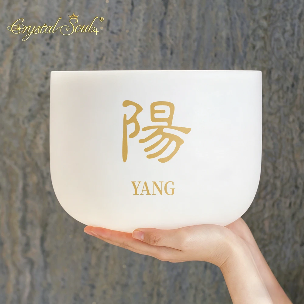 Crystal Soul Customized Yin Yang Crystal Singing Bowl Sound Healing Crystal Bowl 12-14 Inch