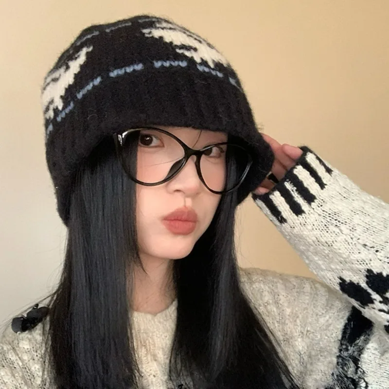 

Winter Knit Bucket Hat for Women Men Korean Retro Beanie Warm Autumn Winter Punk Streetwear Cap Fisherman Hats Outdoor Unisex