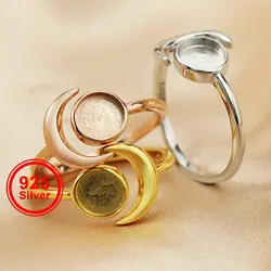 6MM Keepsake Mother Milk Resin Round Bezel Ring Settings Full Moon Solid 925 Sterling Silver Rose Gold Plated Ring 1294328