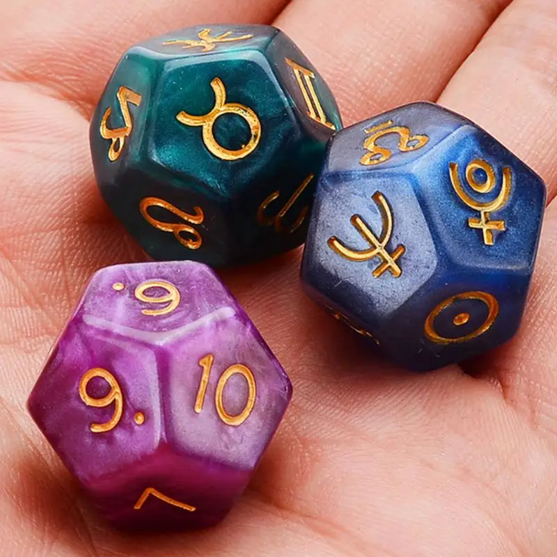 12 Sided Dice Entertainment Toys Astrology Dice for KTV Role Playing Game Table Party Dice Multifaceted Party Game Acrylic Dice