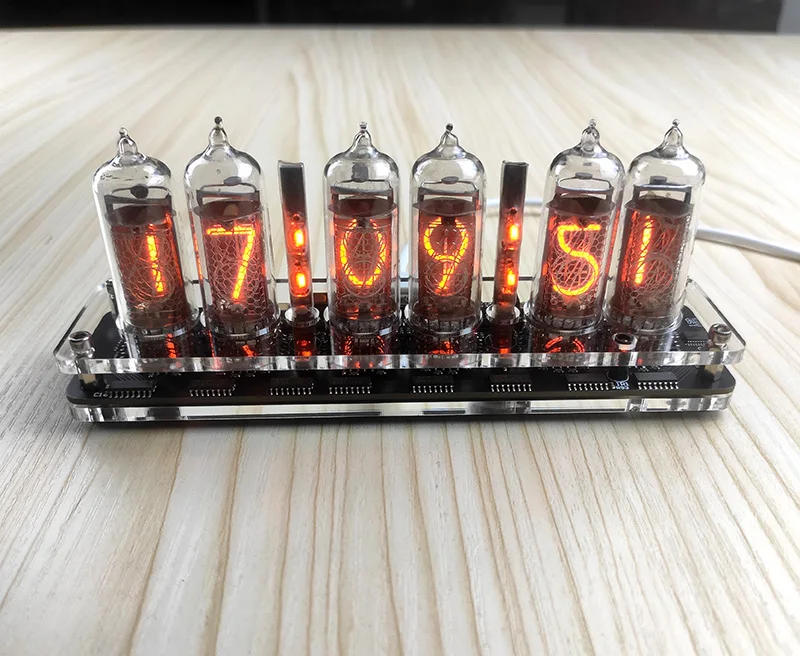 GHXAMP 6-bit IN14 lampy jarzeniowej moduł zegarowy zegar Nixie Audio akcesoria Diy USB 5V z podświetleniem