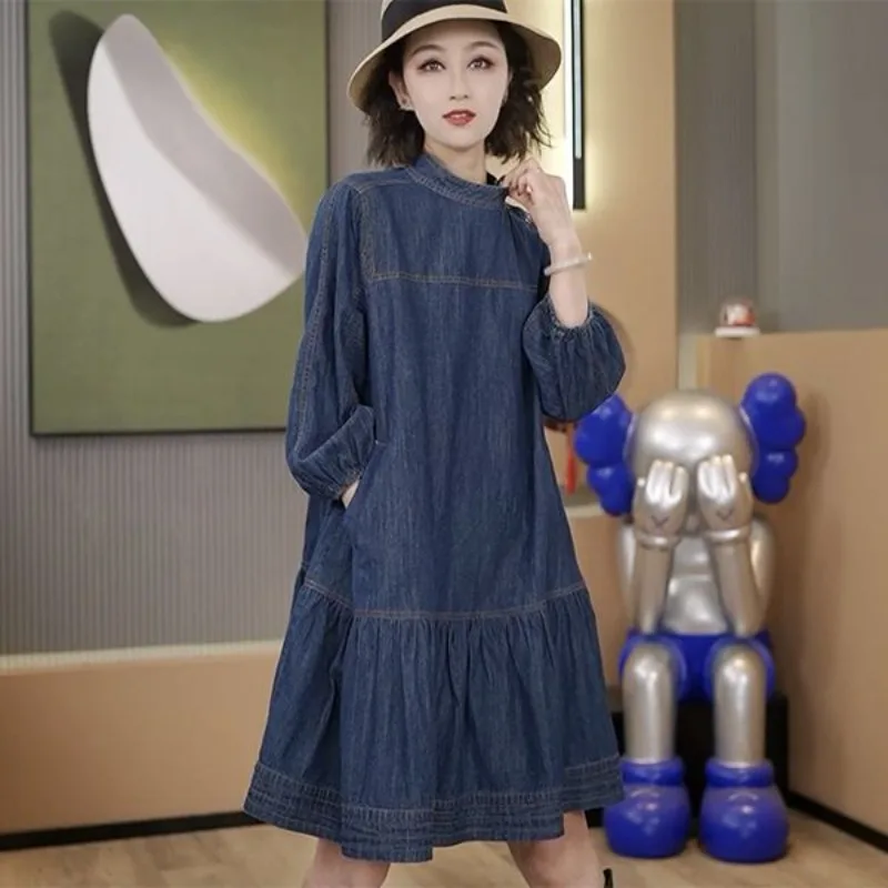 

Women's Autumn Spring Dress Denim Plus Size Simple Comfortable Loose Casual Design Fashion Advanced Soft Niche Versatile Skinny