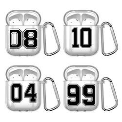 Fashion Clear Number football With Hook For Airpod Pro 3 Pro2 Clear Earphone Cover Silicone Case for Apple Airpods 2 1 Cases